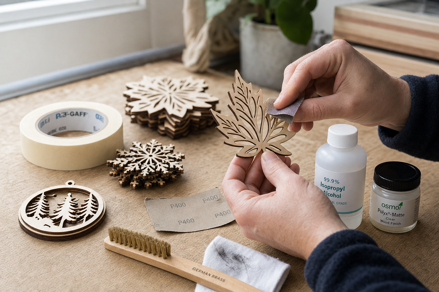 Afwerking lasersnijranden hout