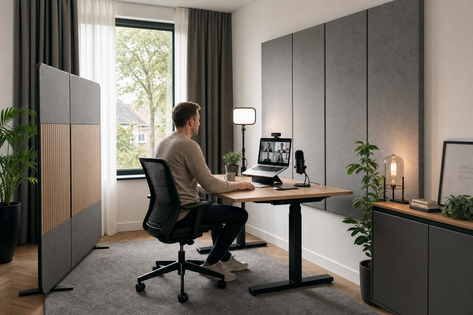 Akoestische werkplek voor videobellen