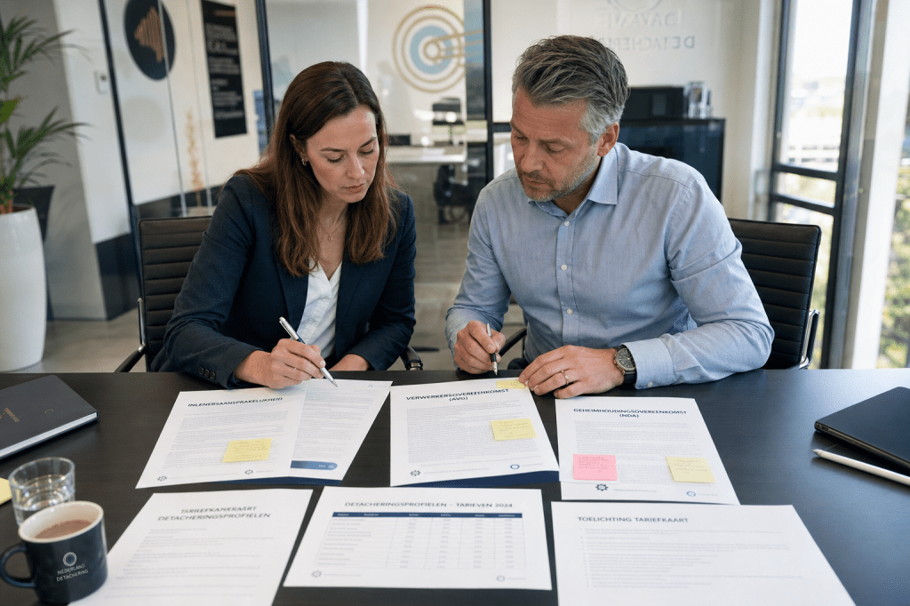 Welke contractvormen en juridische aandachtspunten (zoals inlenersaansprakelijkheid en AVG) zijn belangrijk bij het inschakelen van een detacheringsbureau marketing?