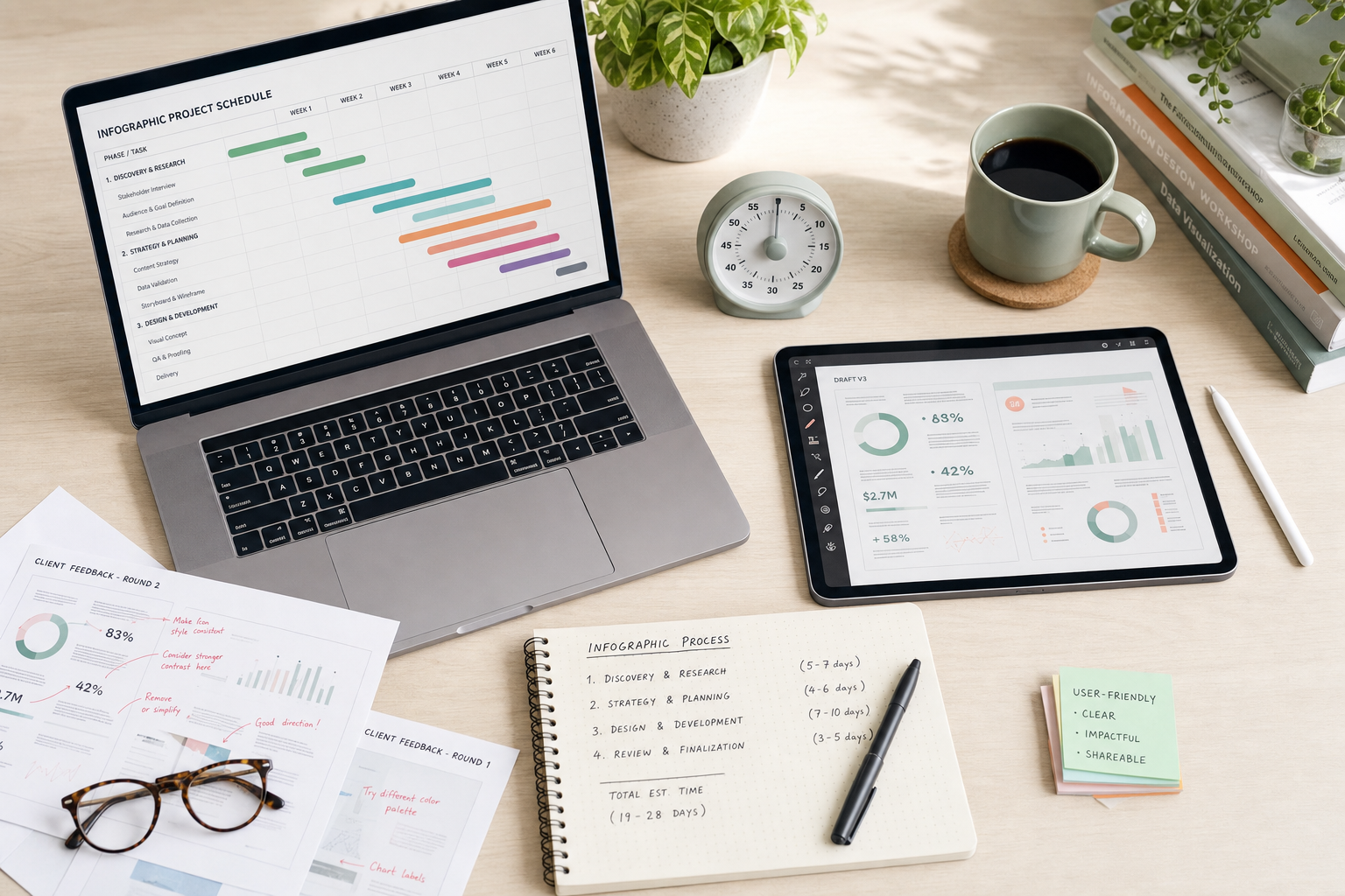Stappen infographic ontwerpproces